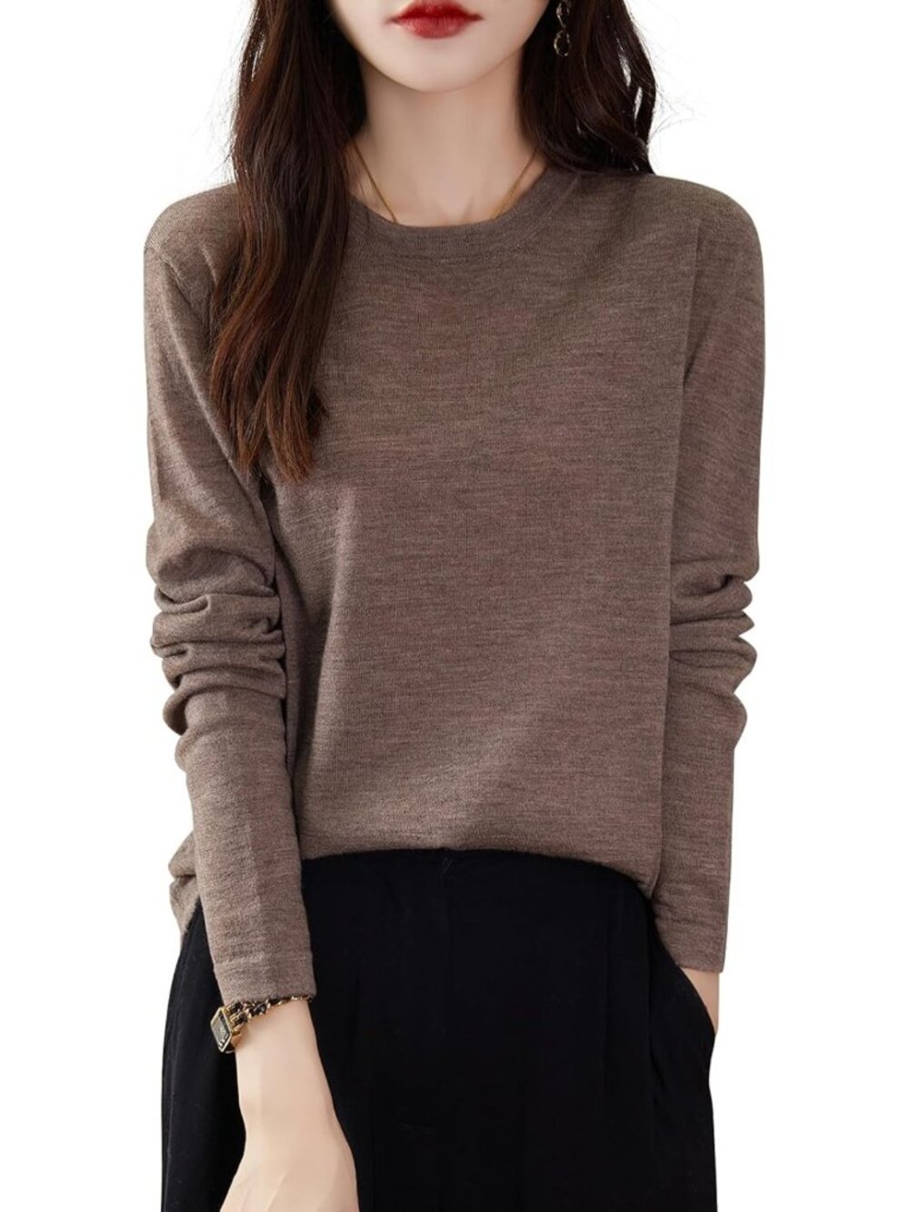 Women's 100% Merino Wool Long Sleeve Base Layer Tee for Travel & Hiking